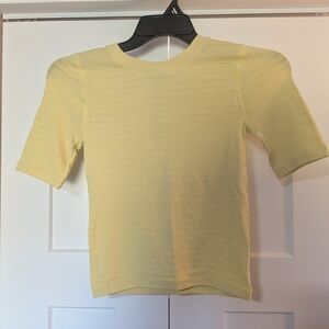 CALIA by Carrie Underwood Tee Womens S Ribbed Seamless Crop Tee Fresh Hay Color